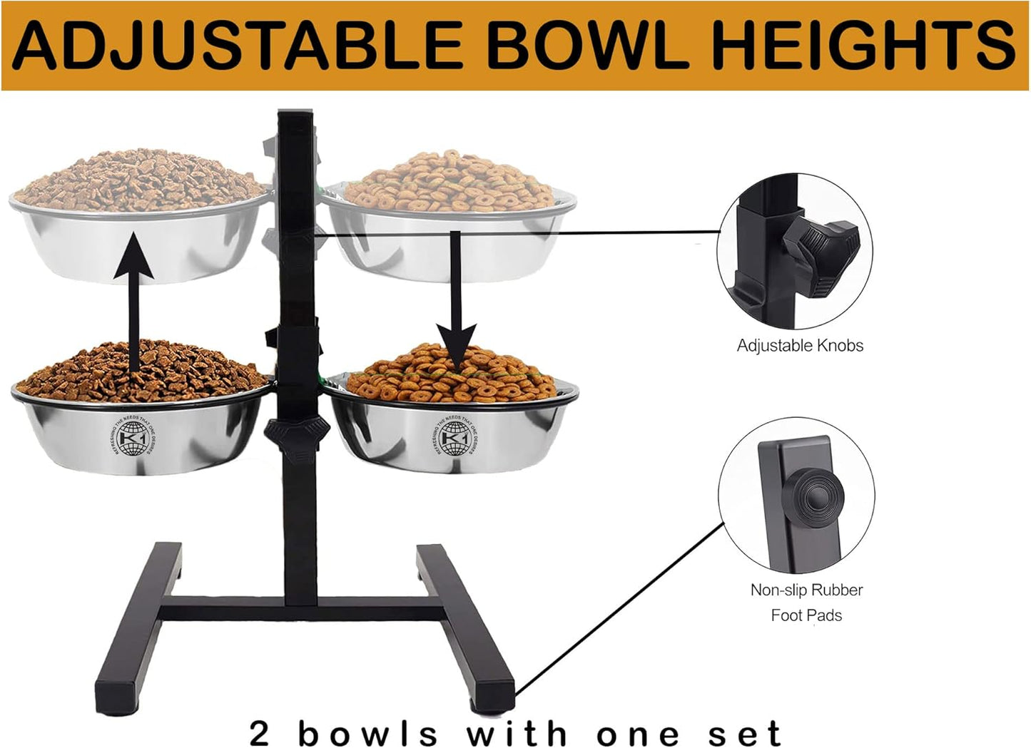 Factory Price Metal Adjustable Elevated Dog Bowls with Stand VL-0529