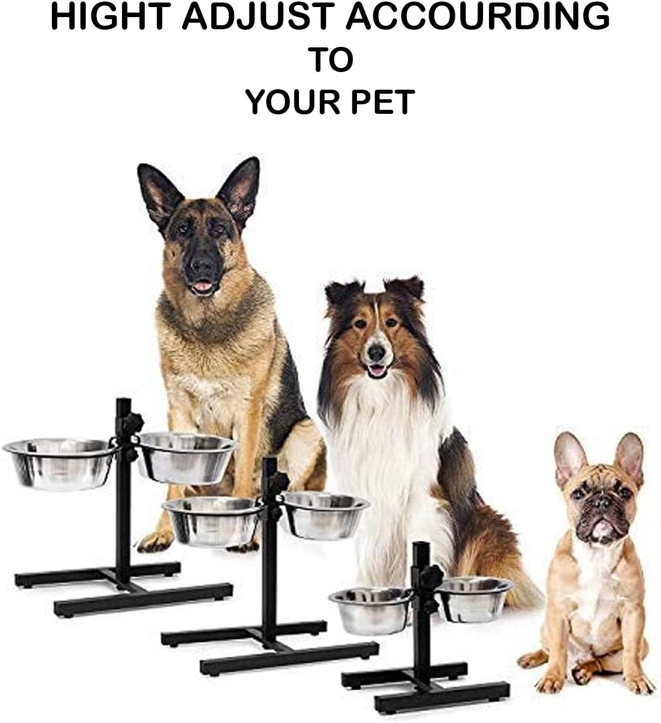 Factory Price Metal Adjustable Elevated Dog Bowls with Stand VL-0529