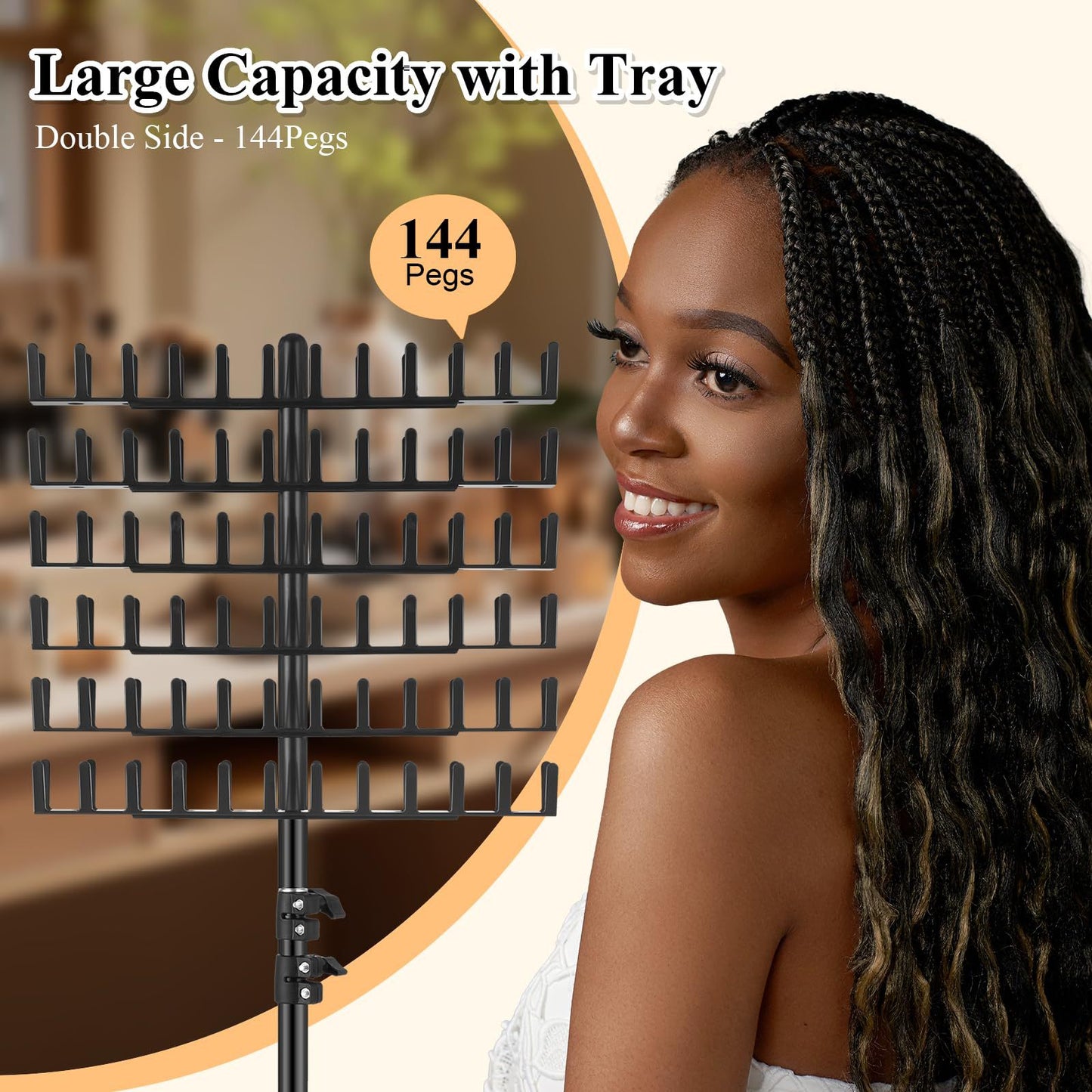 Wig Braiding Stand Salon Pegs Braiding Hair Rack Display Stand Height Adjustable VL-0537