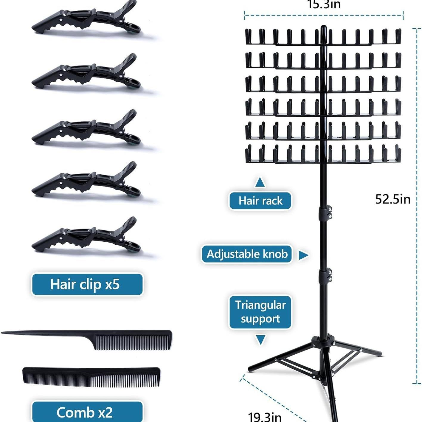 Wig Braiding Stand Salon Pegs Braiding Hair Rack Display Stand Height Adjustable VL-0537
