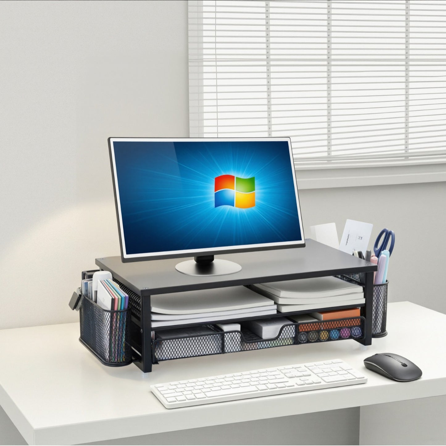 Metal 2-Tier Monitor Stand Riser, Desk Organizer for Monitor, Desk Storage Organizer for Office VL-0538