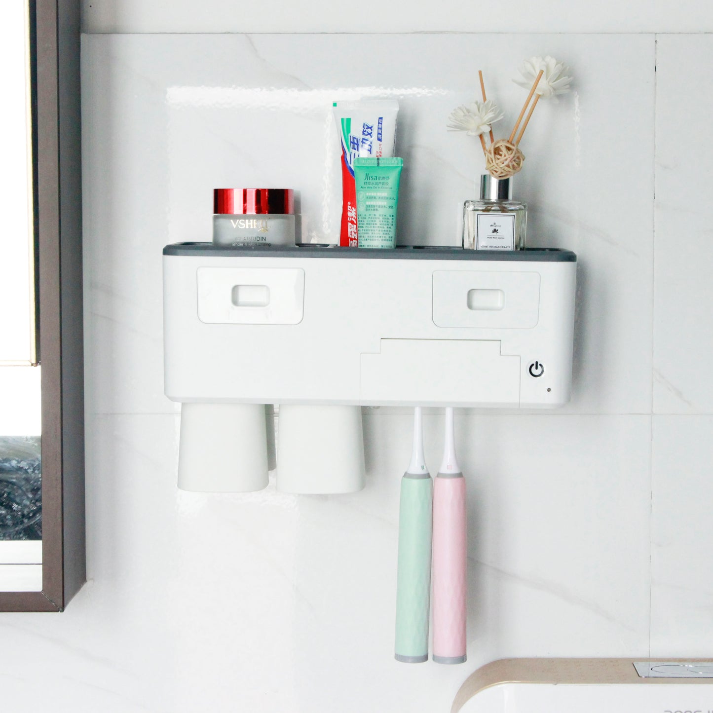Anti-bacterial bathroom toothbrush holder dispenser toothpaste dispenser toothbrush holder VL-0330