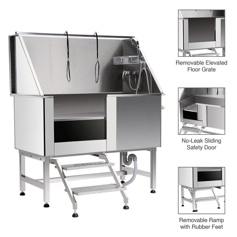 Heavy Duty Pet Grooming Bath Tub 304 Stainless Steel Dog Bath Tub Grooming for Spa VL-0535