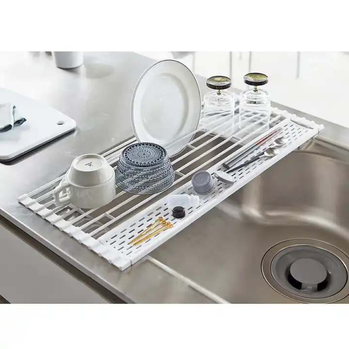 Hot sale roll out over the sink rolling roll up dish drying rack over sink kitchen VL-0434