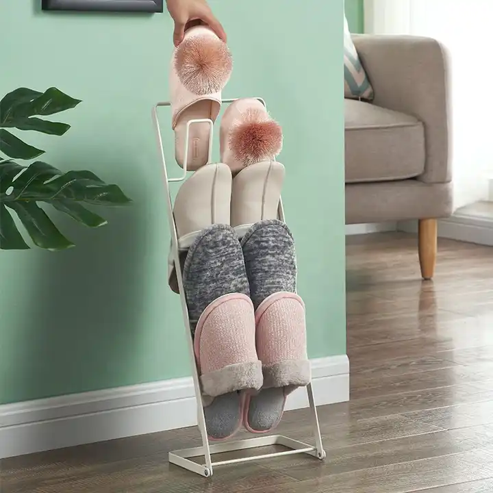 Living room Shoe Rack Organizer Closet Entryway, 4-Tier Free Standing Shoe Rack Metal Iron Adjustable Shoes Organizer VL-0407