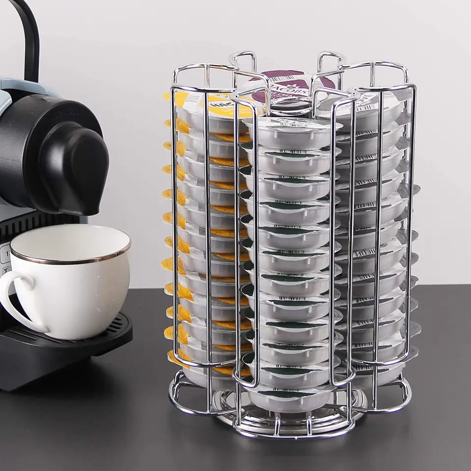 Large Capacity Rotating 52 Coffee Machine Capsules T-Disc Holder Rack for Tassimo Coffee Pods VL-0112
