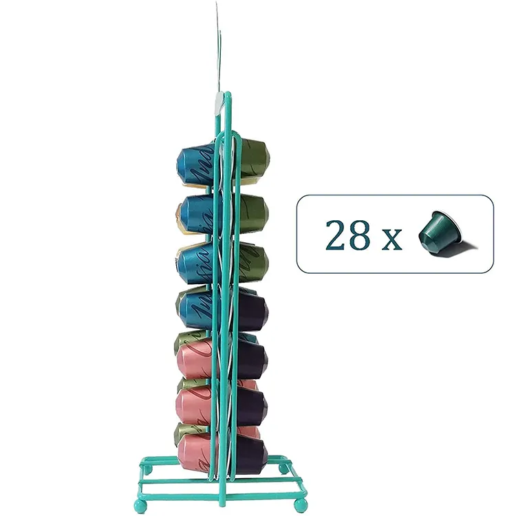 New design fashion sky blue cactus coffee capsule rack iron wire capsule storage rack finishing rack VL-0113