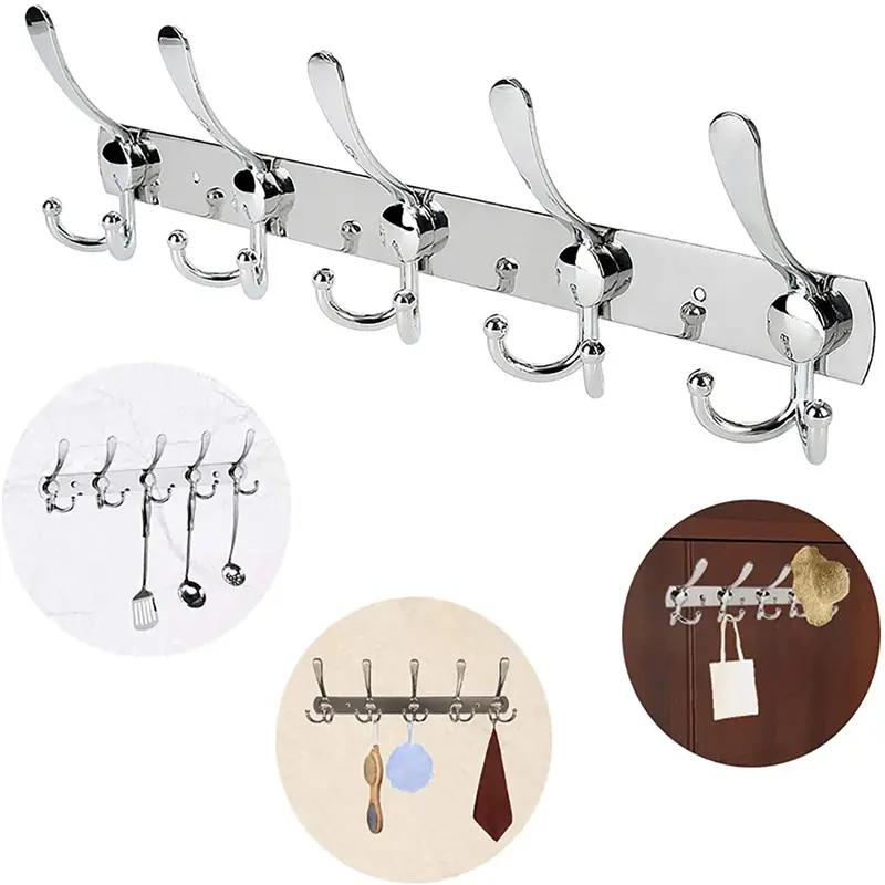Decorative Heavy Duty Stainless Steel Metal Coat Hook Rail Hat Towel Robes Wall Hangers Hooks VL-0041