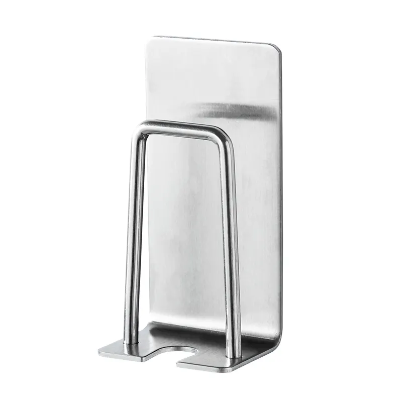 Stainless Steel Adhesive Wall Mounted Toothbrush Cup Holder with Minimalist Design for Bathroom VL-0038