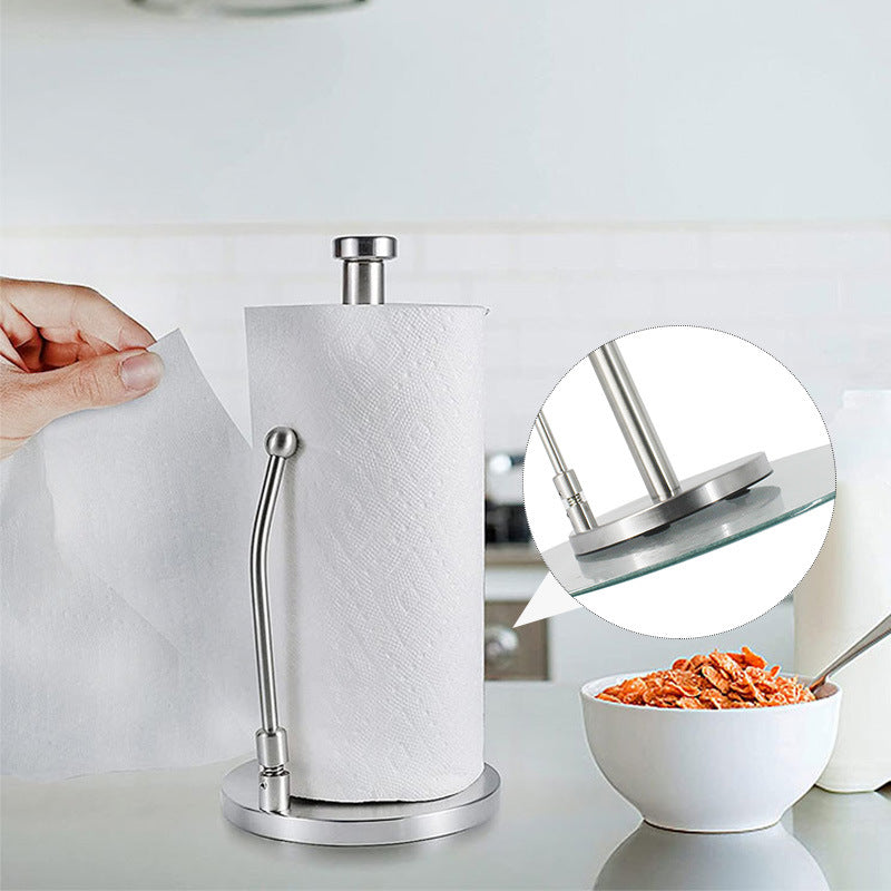 Matte Black Metal Tissue Paper Holder Stainless Steel Free Standing Silver Kitchen Paper Roll Holder Dispenser VL-0184