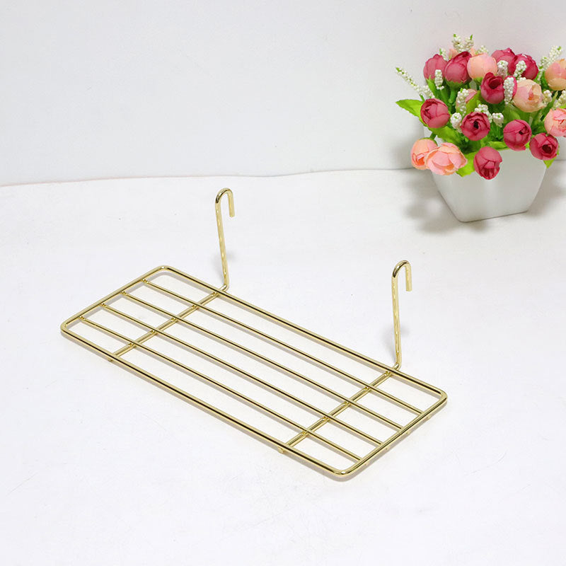 Wire wall grid panel basket hangers home decorative gold metal storage wire hangers kitchen display grid VL-0464