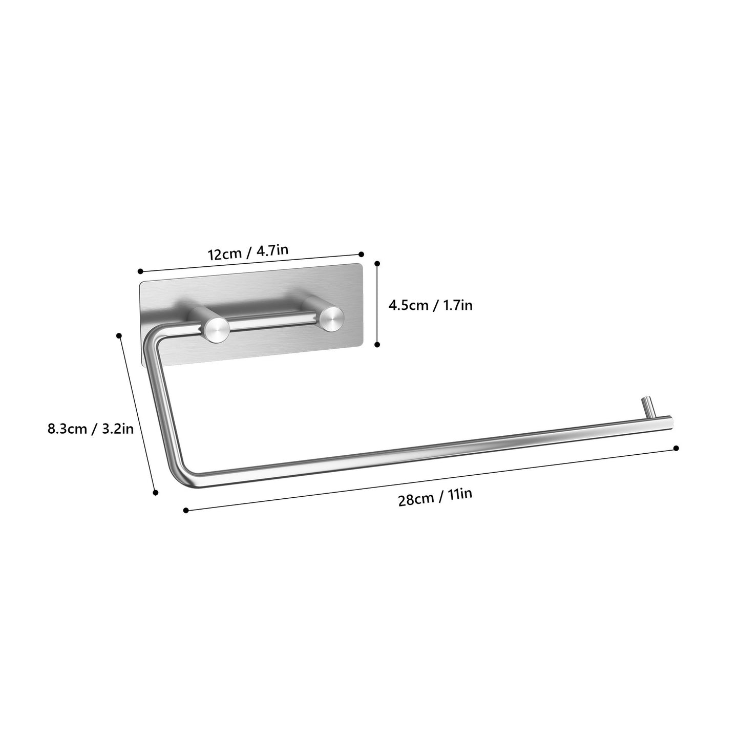 Longer Size Self Adhesive Toilet Paper Holder Stainless Steel Tissue Paper Roll Holder Hand Towel Holder for Bathroom VL-0008