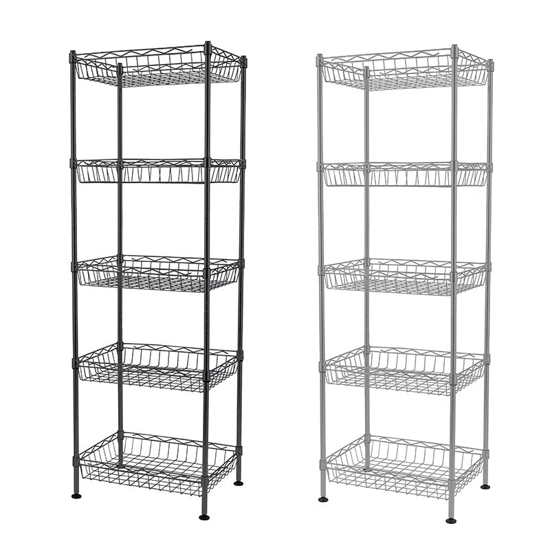 5-Tier Wire Shelving Unit with Baskets Storage Rack Corner Shelf Shelving Adjustable Storage Shelf VL-0211
