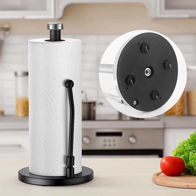 Matte Black Metal Tissue Paper Holder Stainless Steel Free Standing Silver Kitchen Paper Roll Holder Dispenser VL-0184