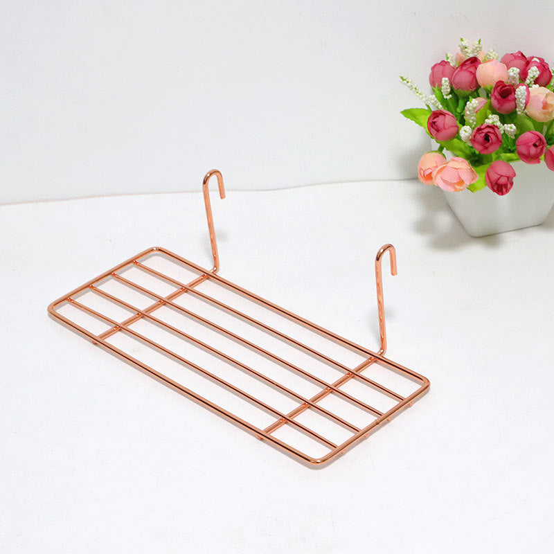 Wire wall grid panel basket hangers home decorative gold metal storage wire hangers kitchen display grid VL-0464