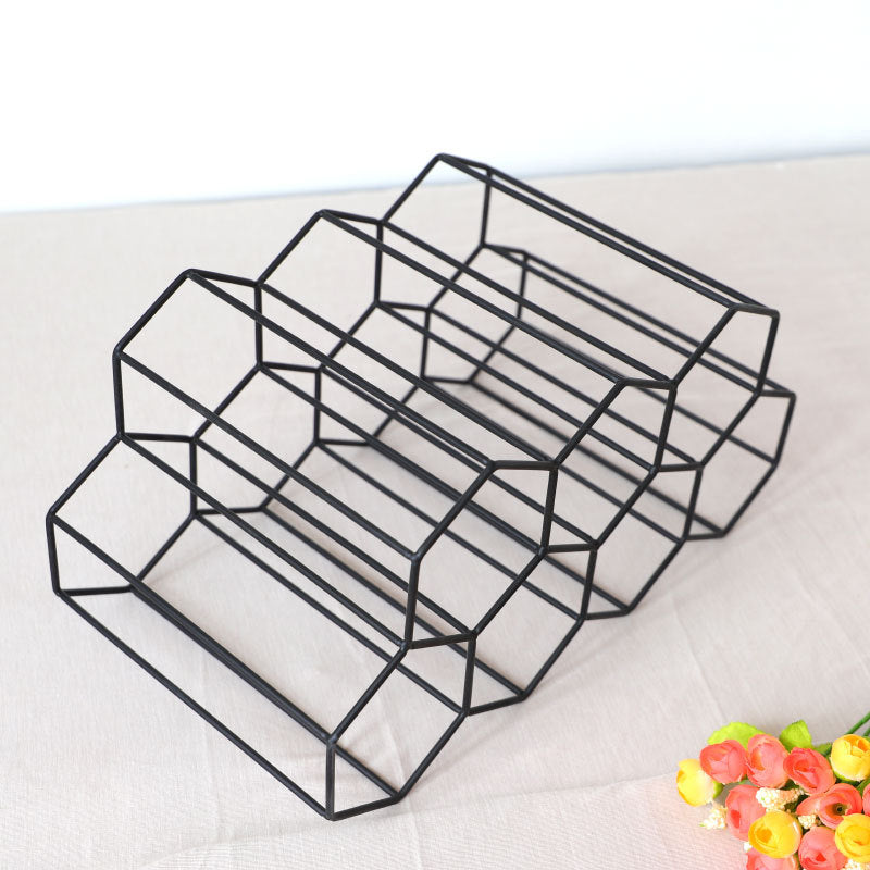 Nordic style Wrought Iron Black 7 Bottles Metal Wine Rack Storage Holder Free Standing VL-0468