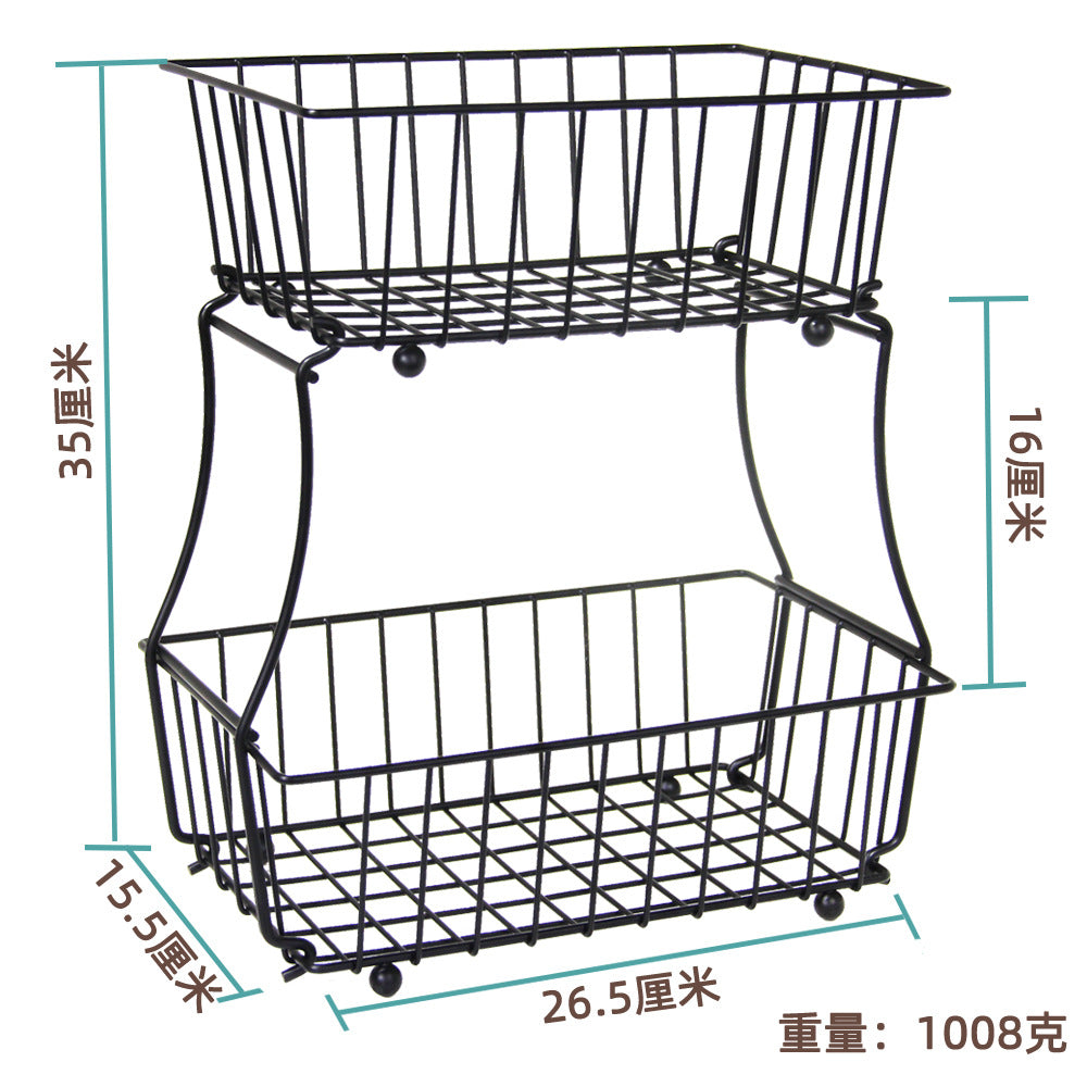 Double Tier Fruit Basket Metal Fruit Bowl Bread Baskets Detachable Fruit Holder Kitchen Storage Baskets Stand VL-0354