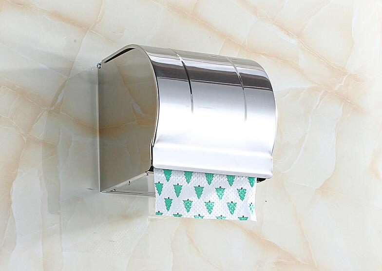 Wall Mounted Polish 304ssStainless Steel Toilet Paper Roll Holder with Round Container for Bathroom Toilet Paper Roll Holder VL-0491