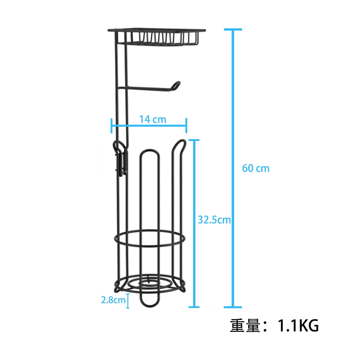 Floor Standing Toilet Tissue Roll Holder with Shelf for Bathroom VL-0321