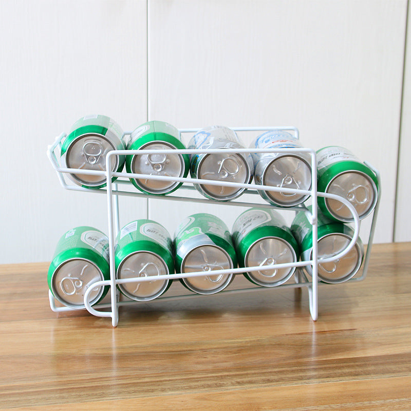 Refrigerator Stacking Beverage Can Dispenser, 2 Tier Pop Can Soda Beer Can Holder Storage Rack Organizer for Kitchen Cabinet VL-0306