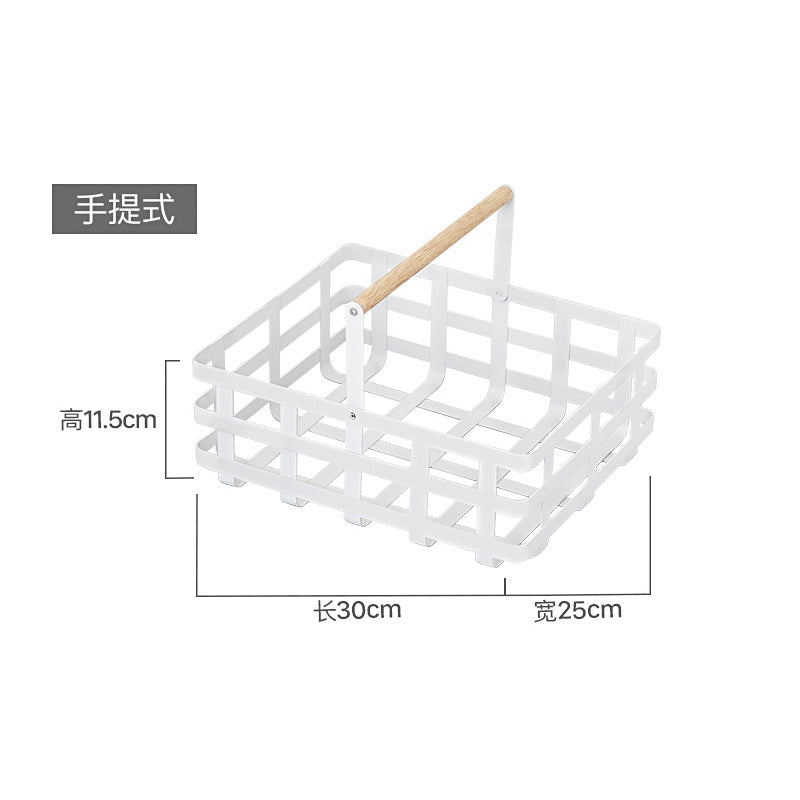 Iron fruit sundries baskets table top arrangement bathroom clothes storage holders with handle basket VL-0380