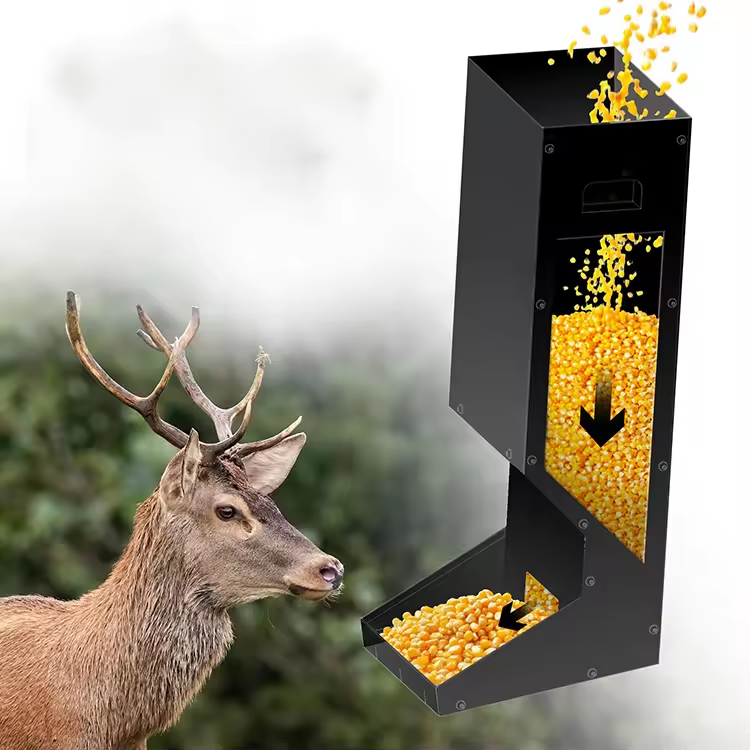 Heavy Duty Wild Metal Hanging Deer Feeder Box Black Automatic Deer Feeding Station VL-0532