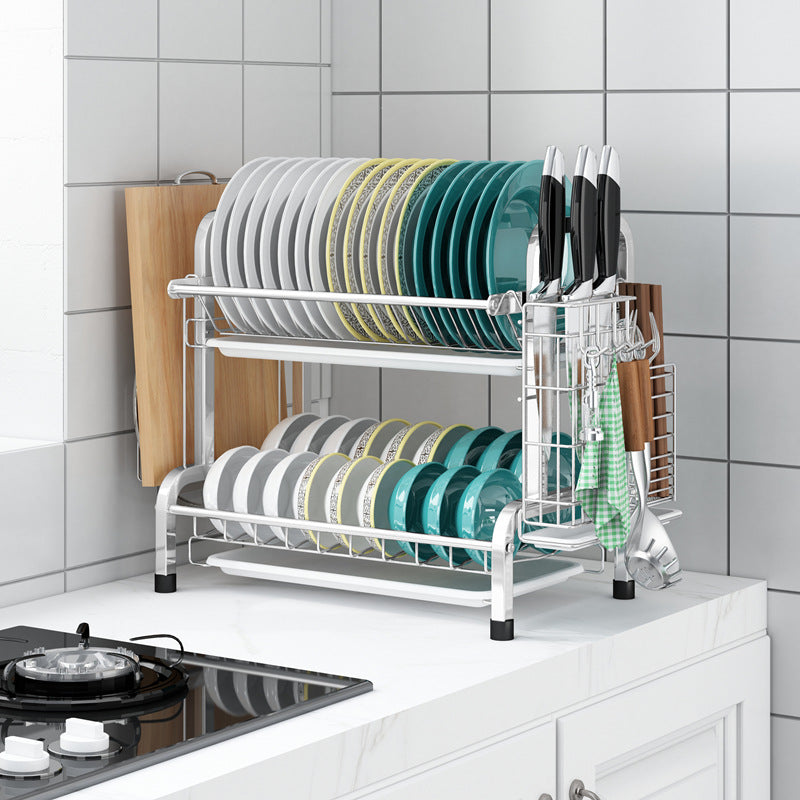 multifunctional easy cleaning kitchen three-tier cutlery storage rack with filter plates VL-0510