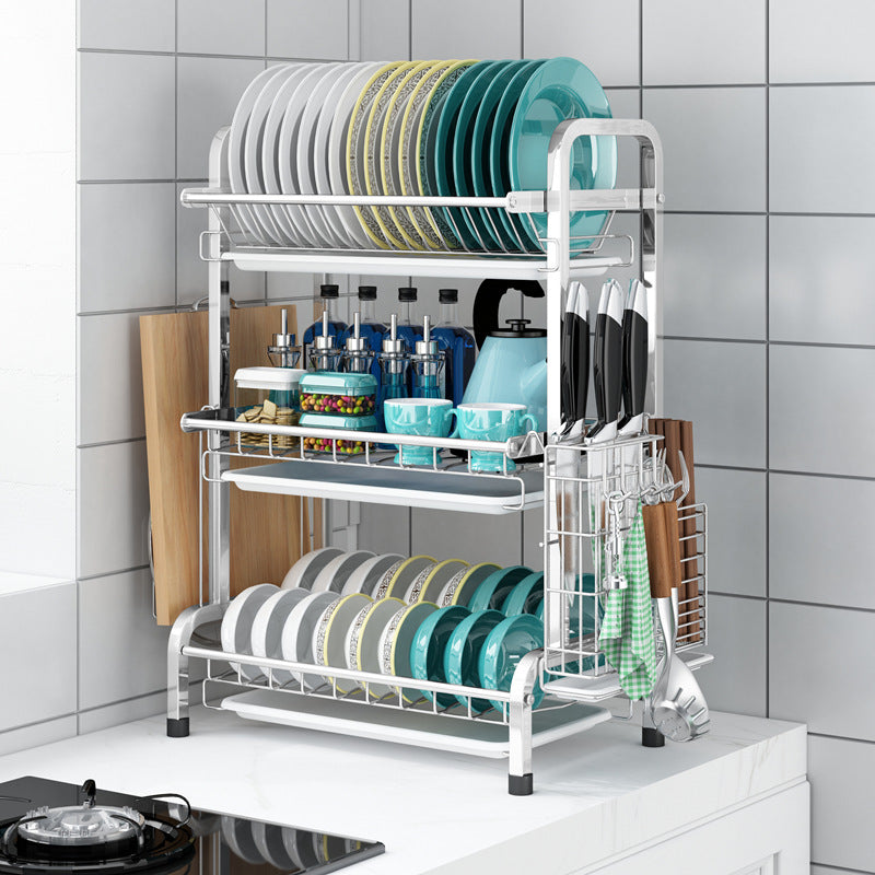 multifunctional easy cleaning kitchen three-tier cutlery storage rack with filter plates VL-0510