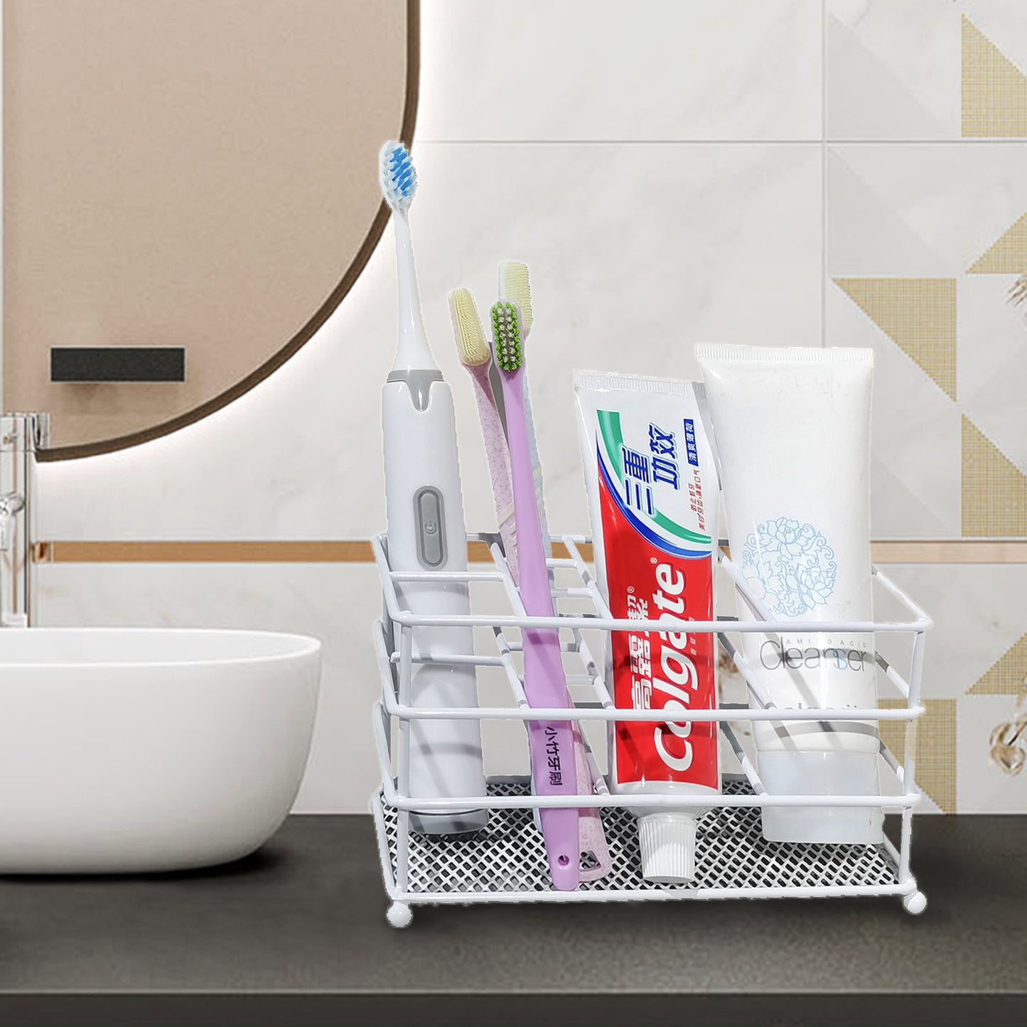 Modern Toothbrush And Toothpaste Holder With Sticker VL-0329