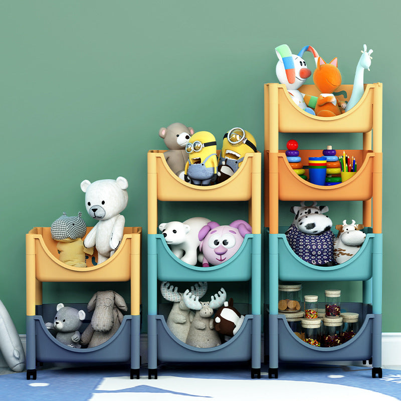 Plastic Kitchen Shelf Storage Basket Fruit Snacks Vegetable Storage Basket Detachable Kitchen Floor Standing Rack VL-0504