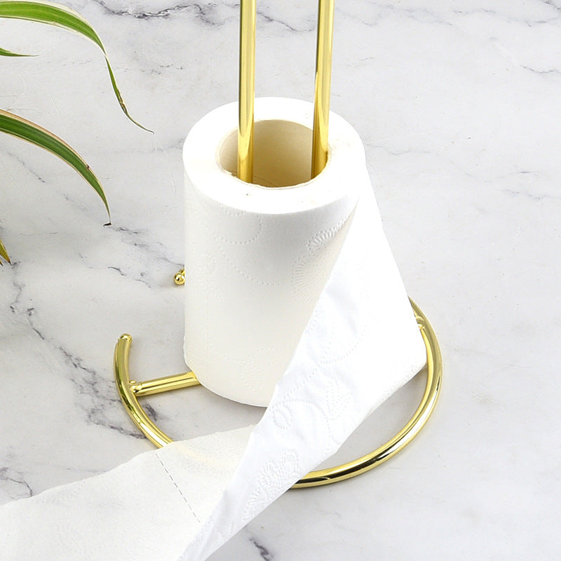 Nordic gold tissue holder cabinet tissue holder creative roll stand gold double circle iron paper holder VL-0160