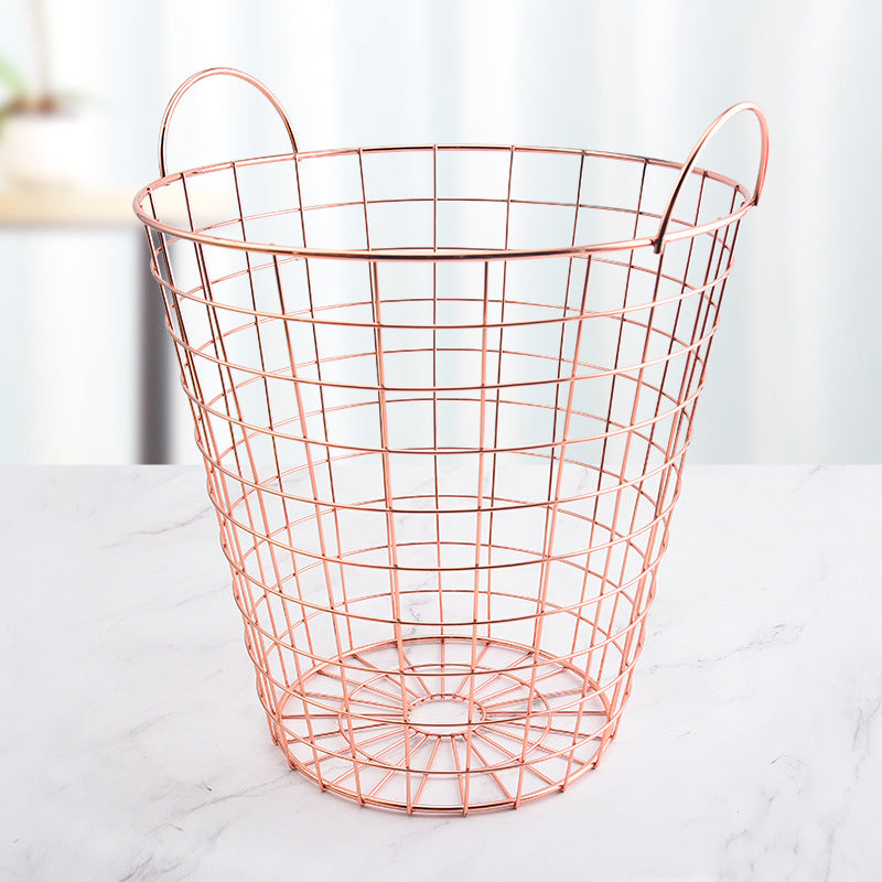 Rose Gold Modern Style Bedroom Livingroom Bathroom Cloth Collect Wire Basket For Home Storage VL-0167