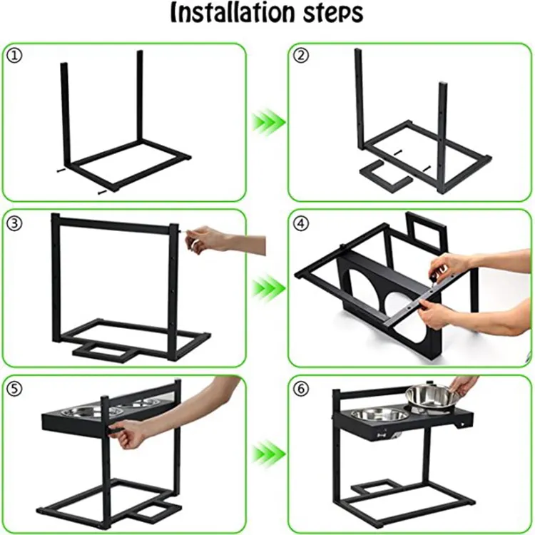 Elevated Dog Bowls with Slow Feeder & Mat, Adjusable Height Raised Dog Bowl Stand with 2 Stainless Steel 1200ML Bowl  VL-0534