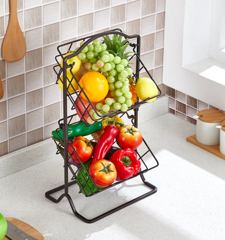 Hot Selling Multi-layer Detachable Floor Vegetable Storage Basket Household Storage Rack Metal Wire Fruit Display Basket VL-0446