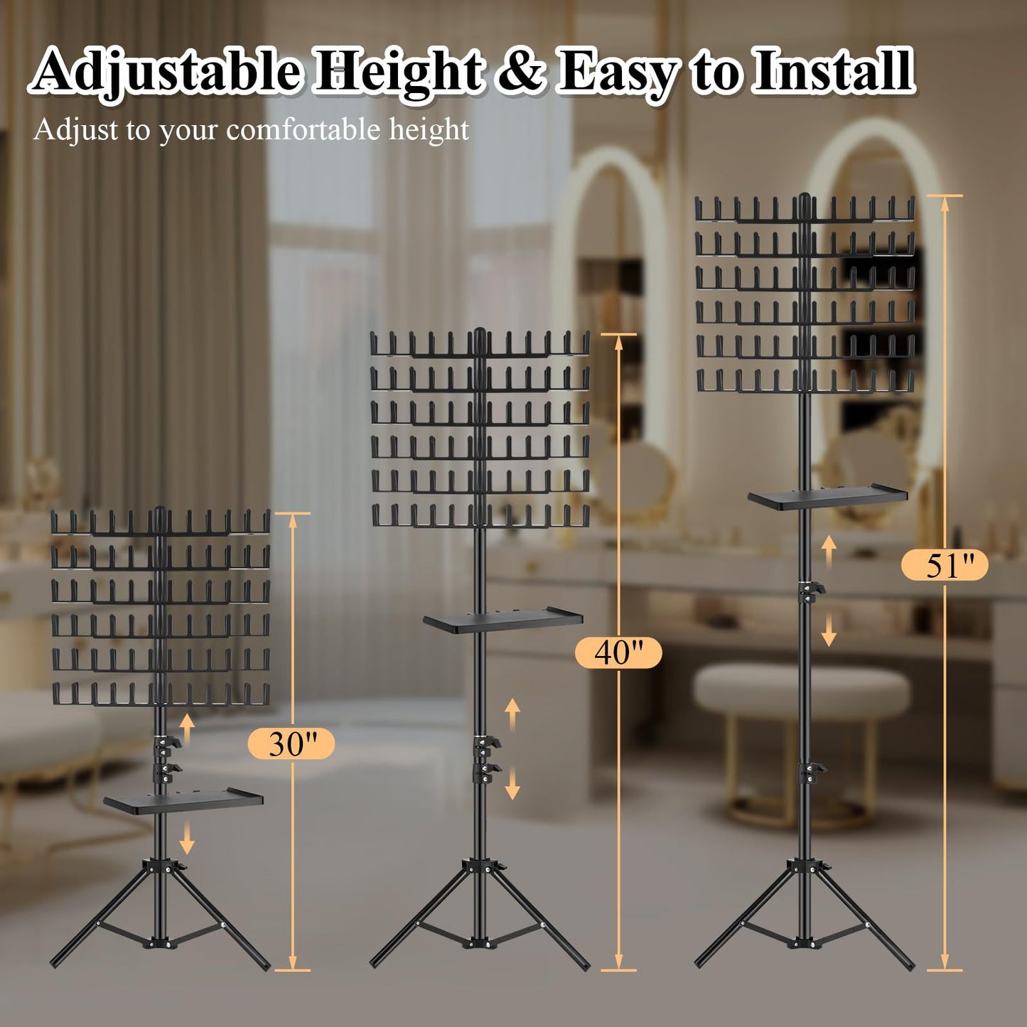 Wig Braiding Stand Salon Pegs Braiding Hair Rack Display Stand Height Adjustable VL-0537