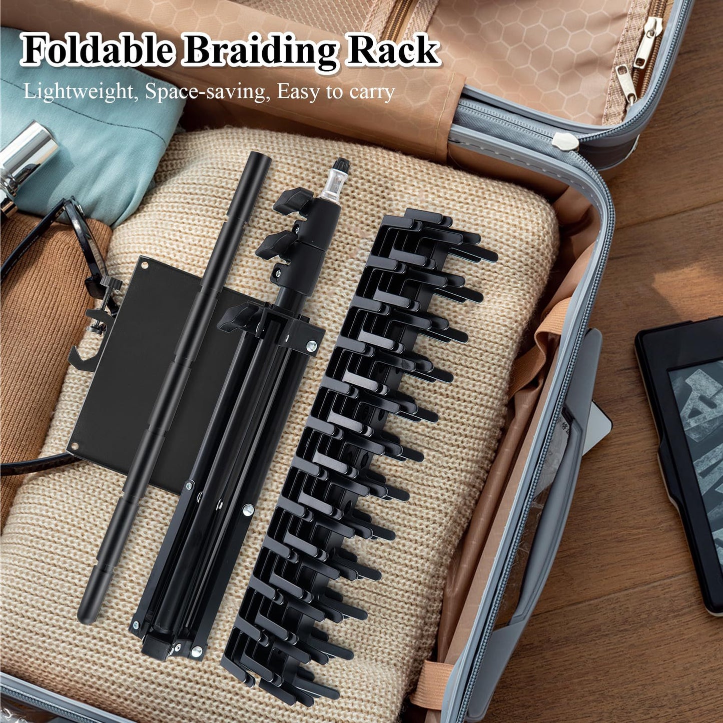 Wig Braiding Stand Salon Pegs Braiding Hair Rack Display Stand Height Adjustable VL-0537