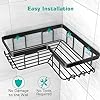 Corner Adhesive Shower Caddy, with Soap Holder and 12 Hooks,Bathroom Organizer, No Drilling Wall Mounted Rack, Black, 3-Pack VL-0015