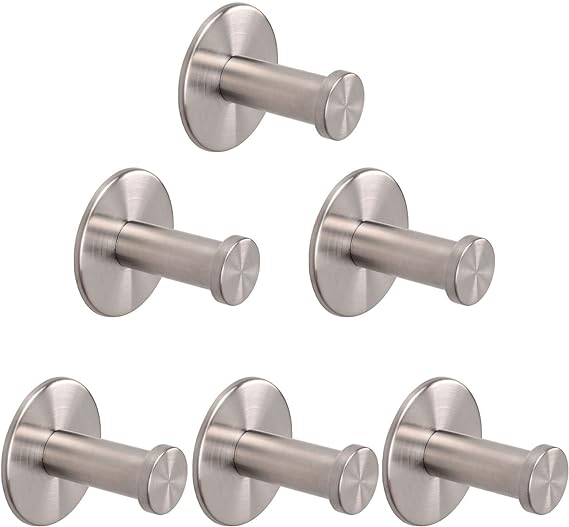 Heavy Duty Towel Hooks 304Stainless Steel Sticky on Wall Hooks Hanger Hanging Coat Robe Hat Keys Bathroom Kitchen Home Door VL-0013