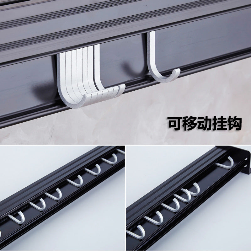 Space aluminum kitchen hook knife rack multifunctional kitchen wall storage rack wall-mounted kitchenware rack VL-0154