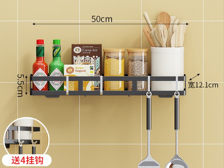 No-punching kitchen Cabinet spice rack organizer wall metal mount Tiered Hanging Shelf for spice mason jar VL-0139