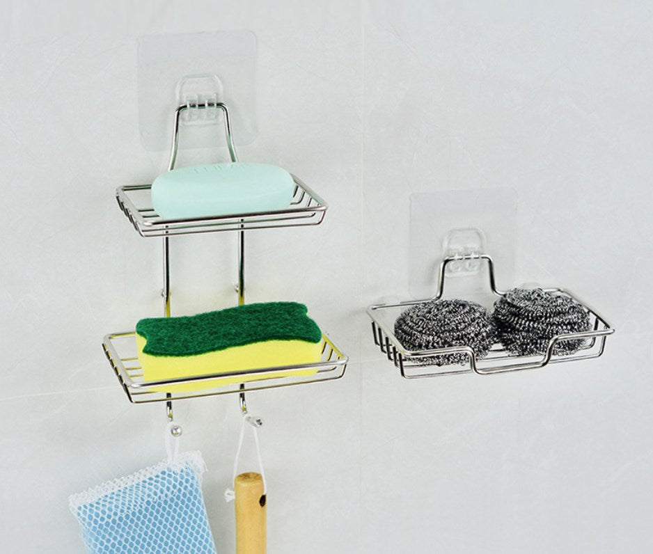 Soap Box Perforation-free suction cup wall mounted creative Double layer drain rack Household toilet Bathroom Drainage basket VL-0199