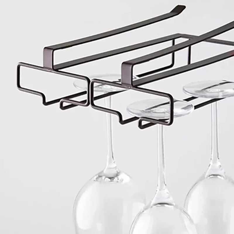 Wine Glass Rack Wall Mounted Stemware Inverted Storage Shelf Under Cabinet No-punch Organizer Rack Drain Holder Kitchen Tools VL-0130