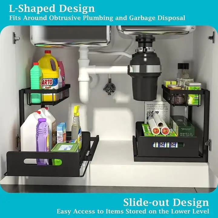 L Shaped Rack Shelf Multi Purpose Under Sink Organizers Kitchen Accessories Organizer VL-0260