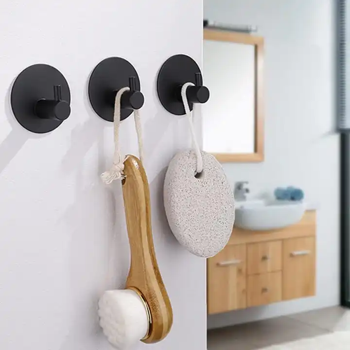 Round Self Adhesive Hooks Towel Hook Hanger for Kitchen Bathroom heavy duty Stainless Steel Metal Hook VL-0029