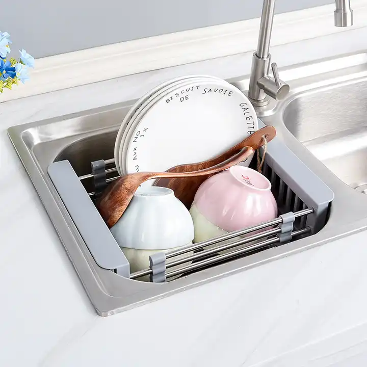 Adjustable Kitchen drain rack Stainless Steel Dish Drainer Kitchen Sink Dish Drying Rack VL-0081