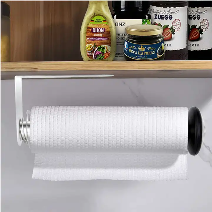 Stretch Available hanging Wall Mount Adhesive Stainless Steel Under Cabinet Paper Towels Holder VL-0182