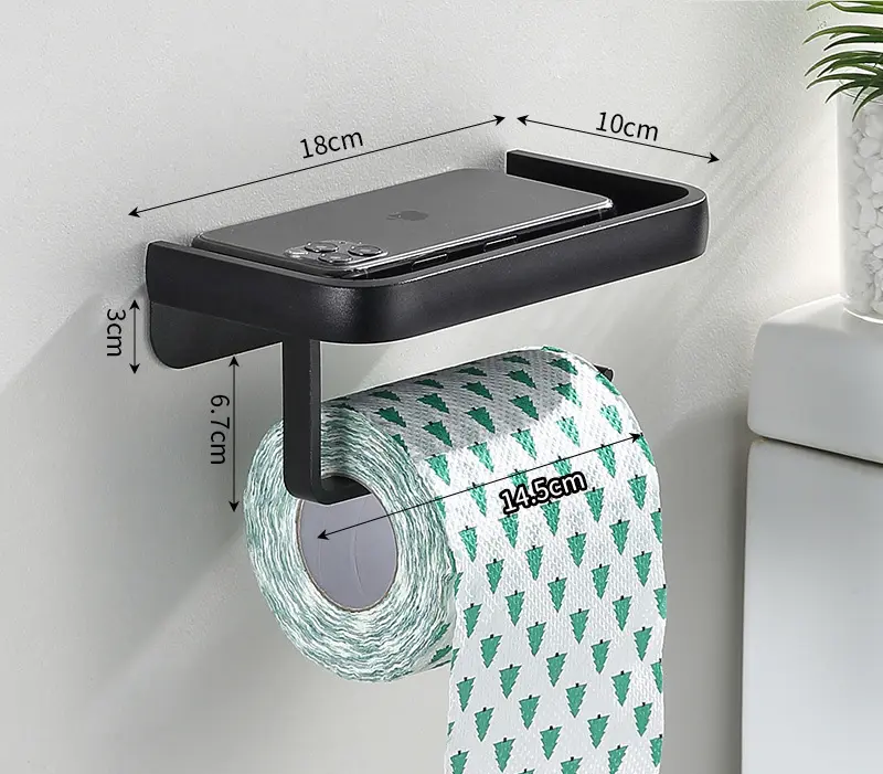 Aluminium Toilet Paper Holder Bathroom Phone Storage Paper Dispenser Roll Paper Holder VL-0020