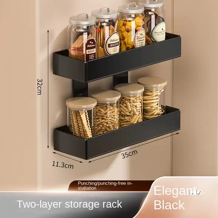 Kitchen Stainless Steel Organizers Cabinet Wall Mounted Pot Cover Storage Holder Spice Jar Rack VL-0151