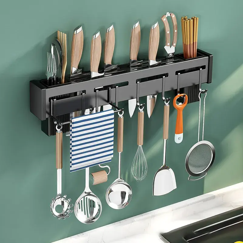 Multifunctional stainless steel Kitchen storage rack utensils sundries Organizer Wall mount knife holder VL-0061