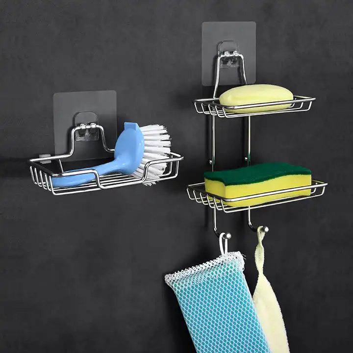 Soap Box Perforation-free suction cup wall mounted creative Double layer drain rack Household toilet Bathroom Drainage basket VL-0199